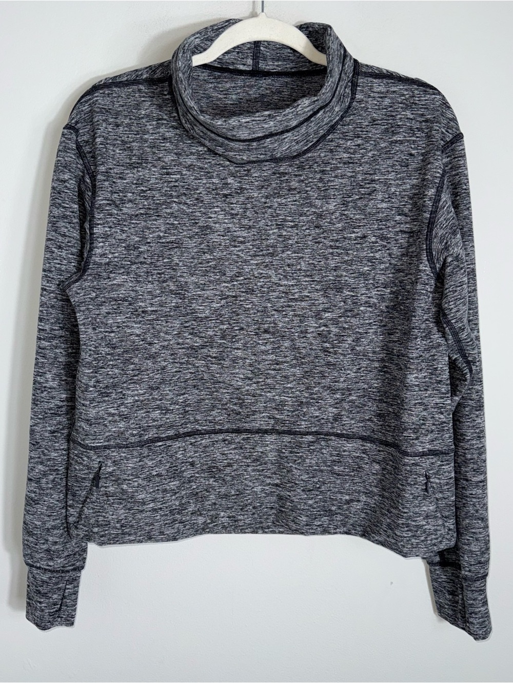 Lululemon Ready To Rulu Fleece Pullover-Heathered Gray-Funnel Neck-Size 8